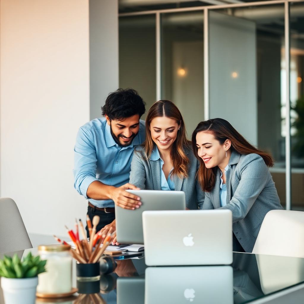 Equipo de profesionales inmobiliarios trabajando